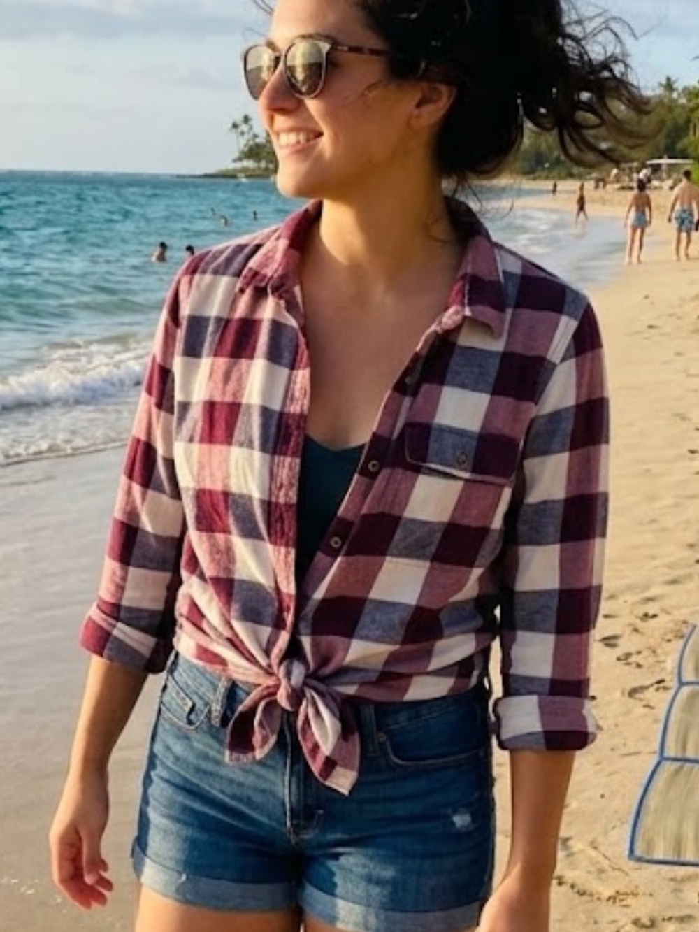 Roxy plaid flannel button up shirt. Womens xl Ptp 20” EUC fall Gorpcore hiking